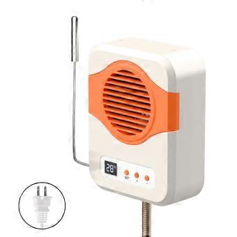 Two-Setting Pet Warming Fan with Supplemental Heat, Unheated Air Movement and Front Controls to Adjust Comfort Around a Pet Resting Zone Multicolor