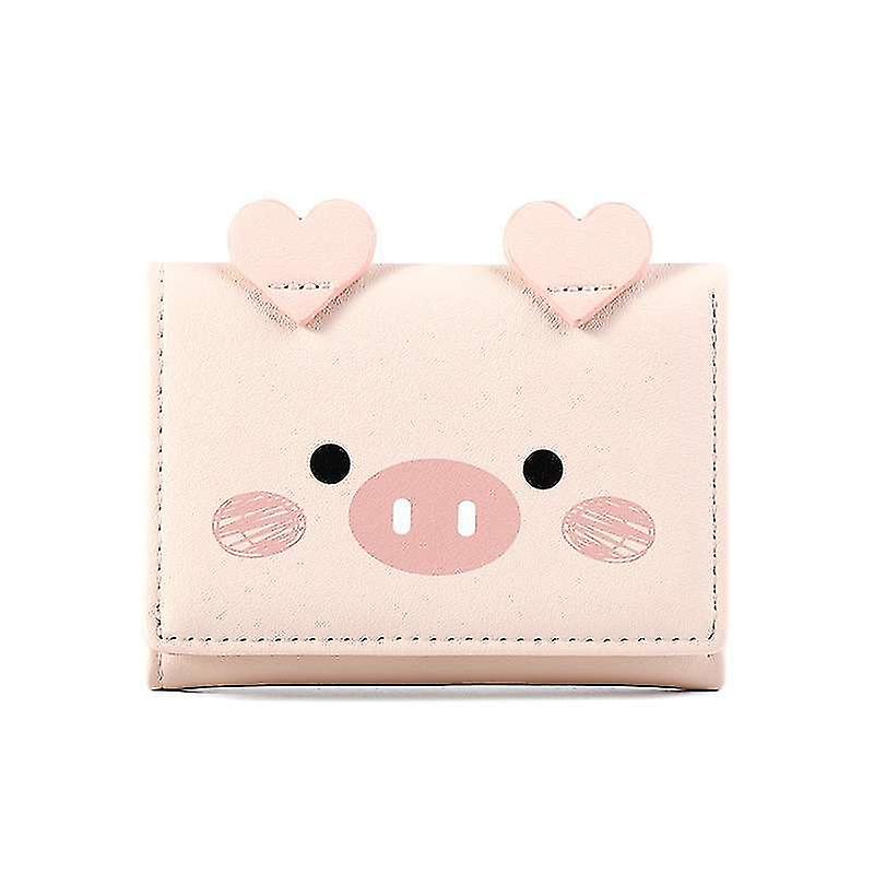 Cute Pink Pig Womens Leather Wallet,small Blocking Trifold Wallets