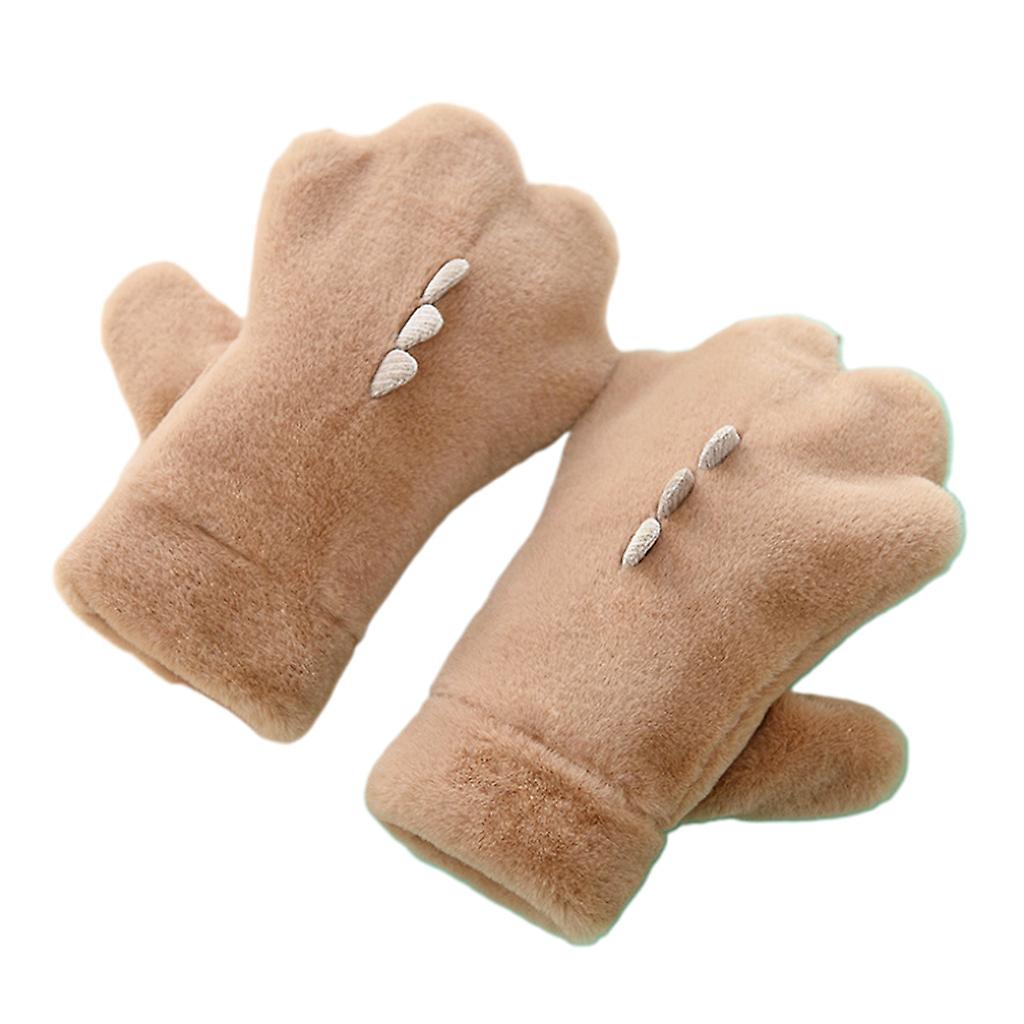 Fleece Lined Mitten Plush Dinosaur Paw Mitten Full Finger Glove with String