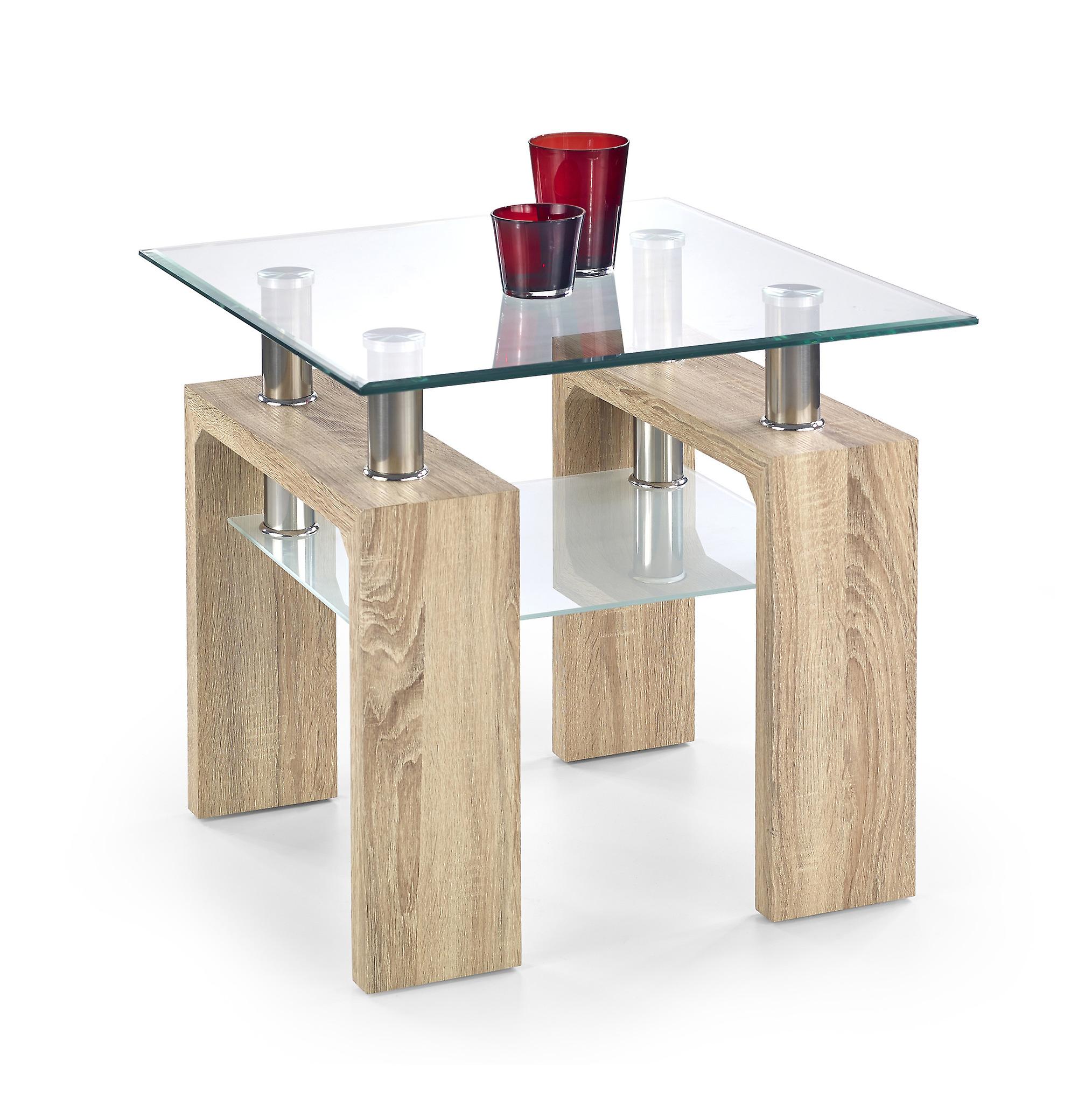 DIANA - table basse - verre - bois - 60x55x60 cm -