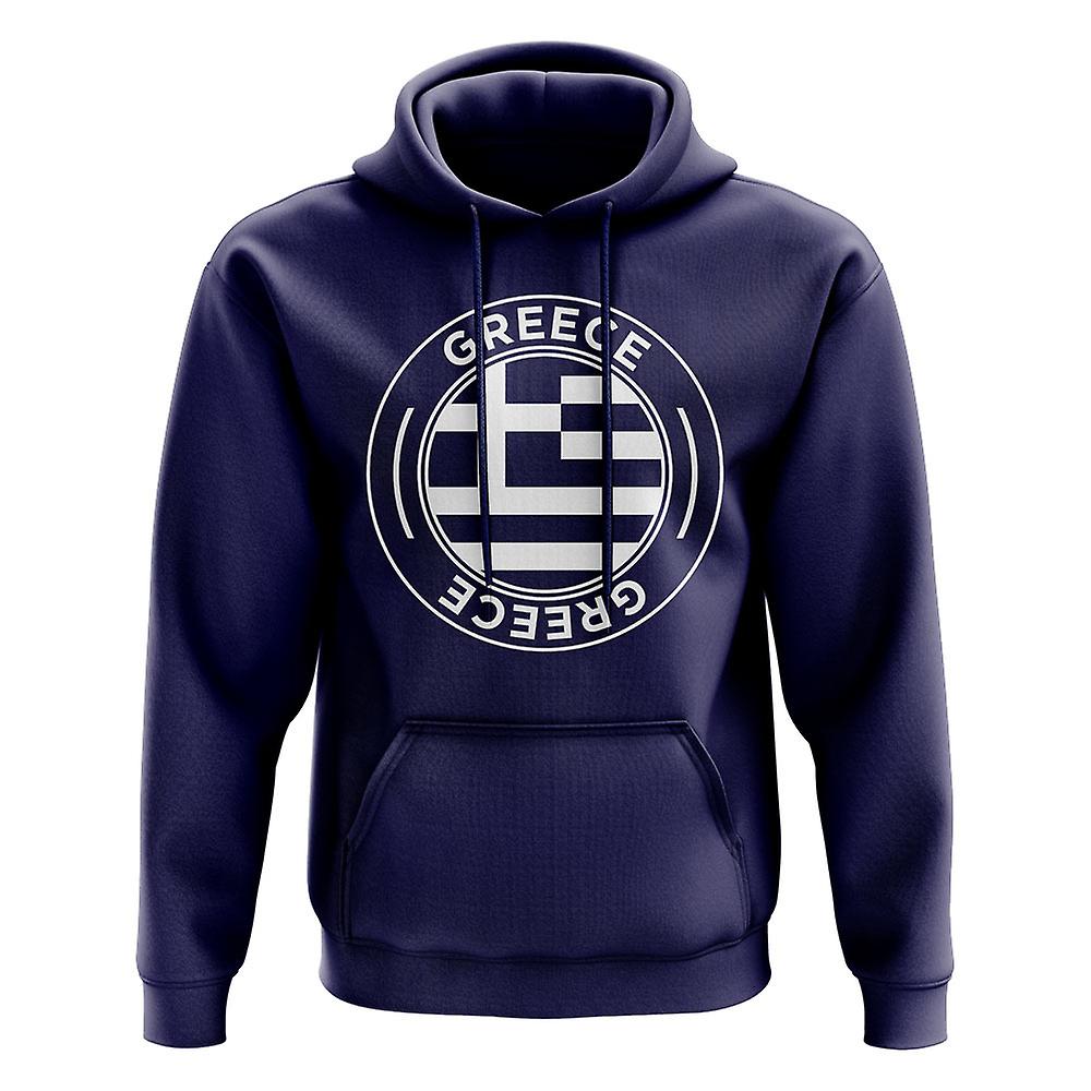 Greece Football Badge Hoodie (Navy)