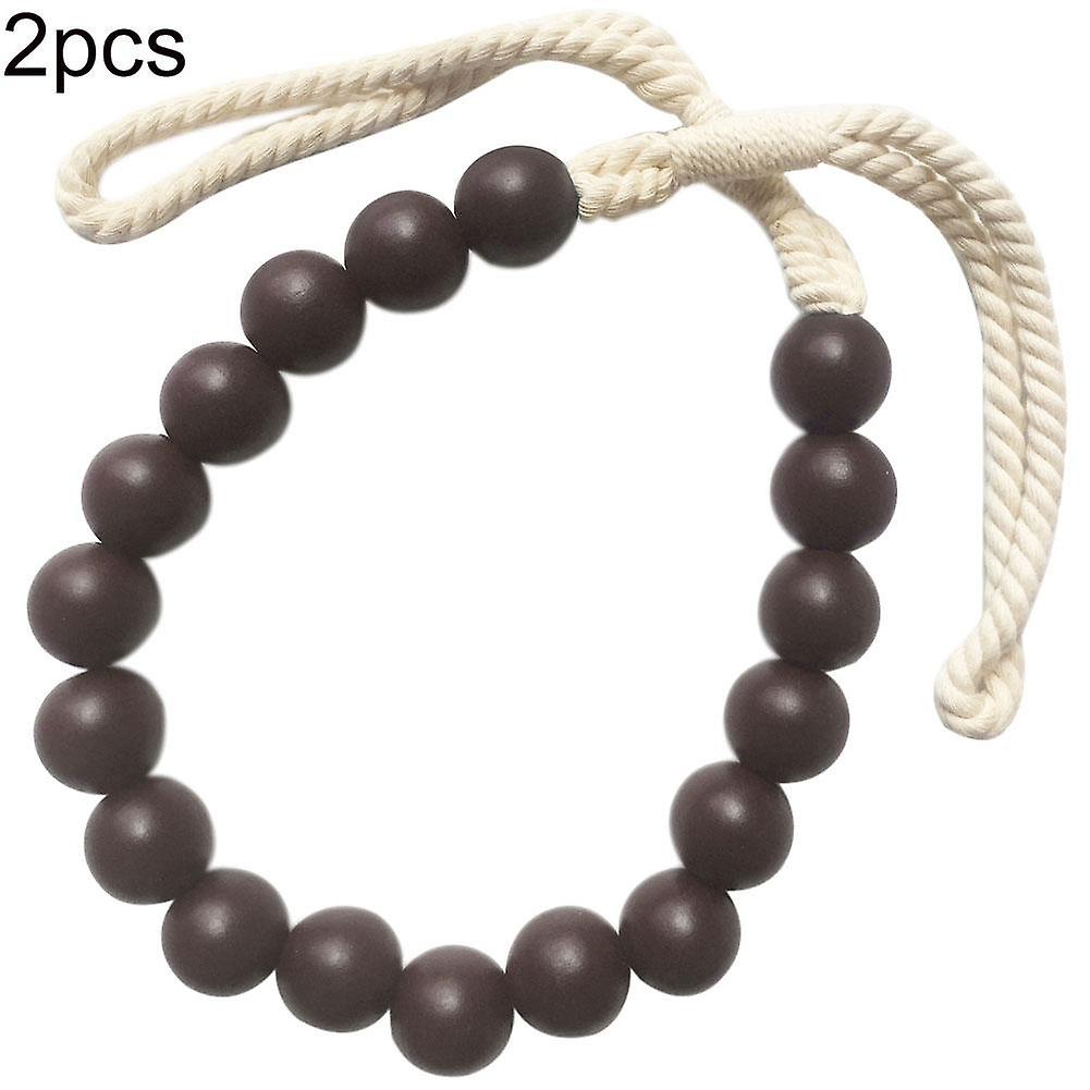 ZHOUBA 2Pcs Wooden Beads Curtain Tieback Rope Holdback Drape Holder Clip Bedroom Decor