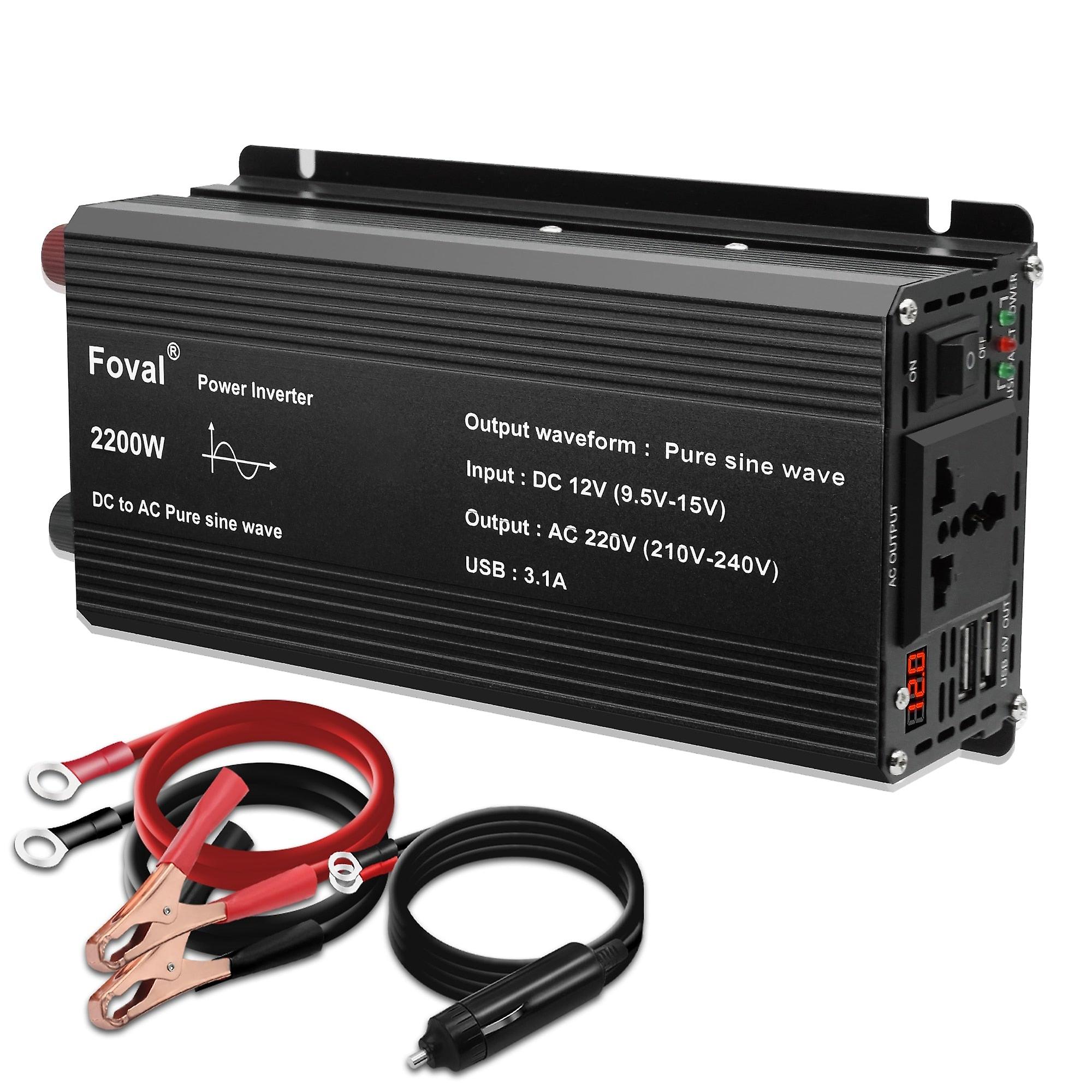 Pure Sine Wave Inverter 12v To 220v 230v 1500w/2200w/2600w Converter Solar Transformer Led Voltmeter Inversor Universal Socket