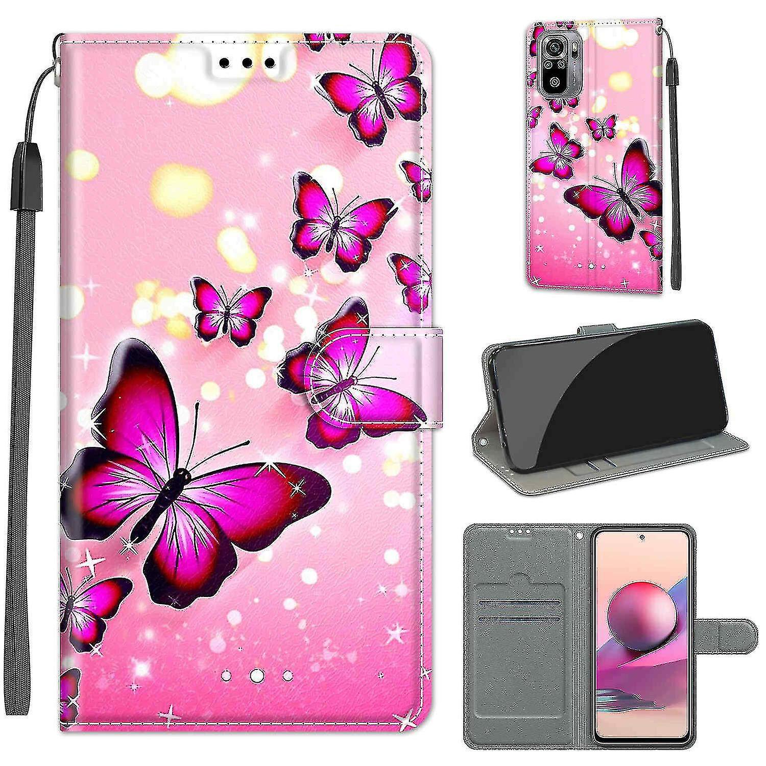 Compatible With Xiaomi Redmi Note 10 4g Pink Butterfly Mobile Case