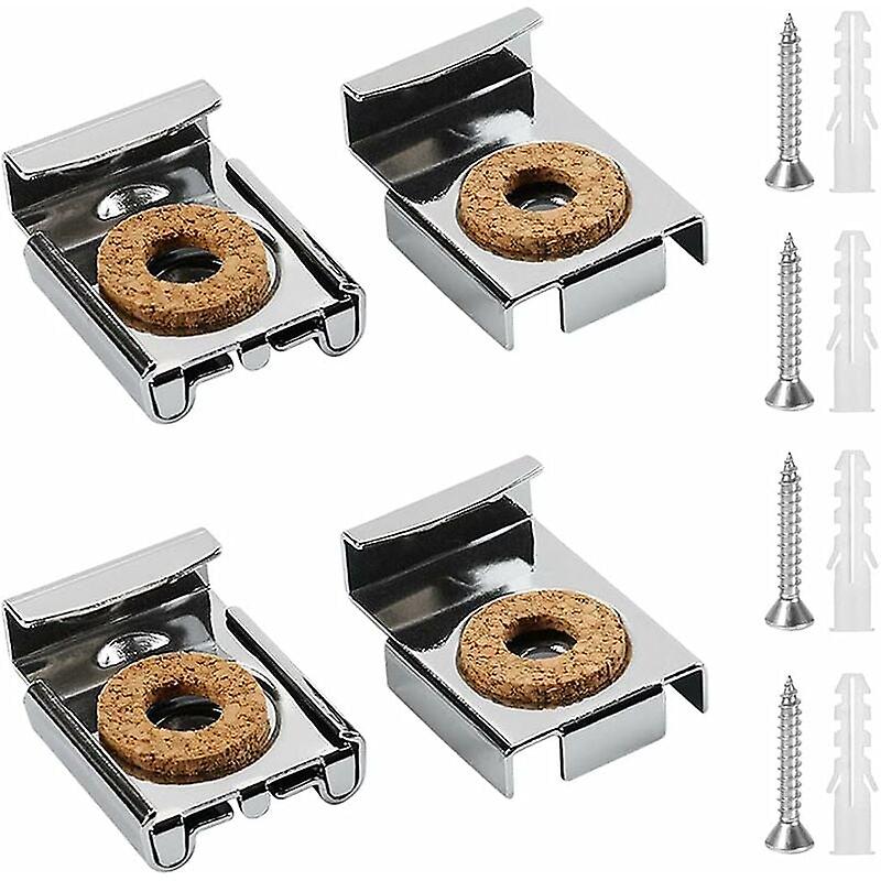4 Pieces Spring Mirror Clips Mirror Hanger Clips Fixing Mirror Clamp Mirror Brackets With Studs and Screws for Mirror Fixing Hangers Can Support