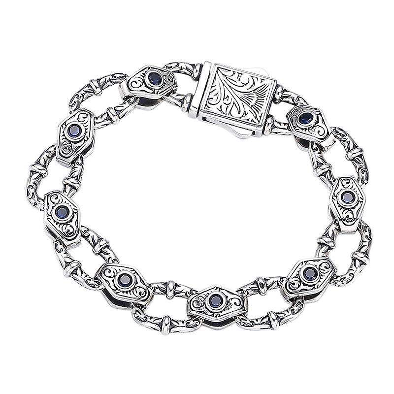 925 Sterling Silver Embossed Pattern Bracelet For Men