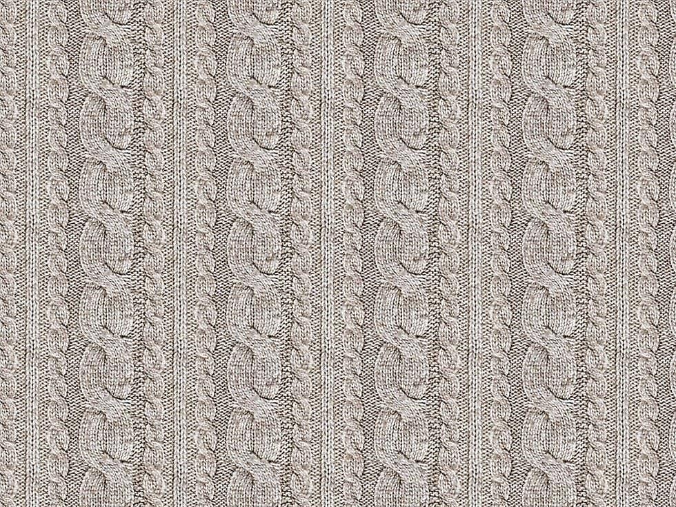Printed Cable Loop Back French Terry Stretch Knit Fabric Beige - per metre
