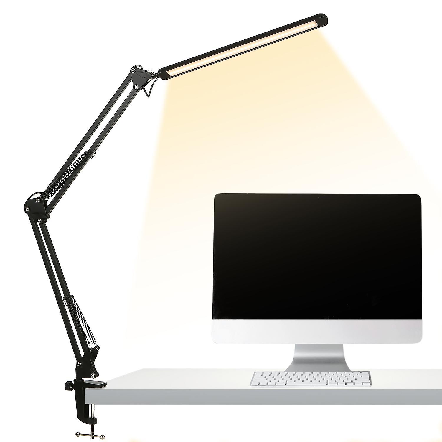 Tomshine LEDs Desk Lamp with Clamp Eye-Caring Dimmable Reading Light 3 Color Modes & 10 Brightness L