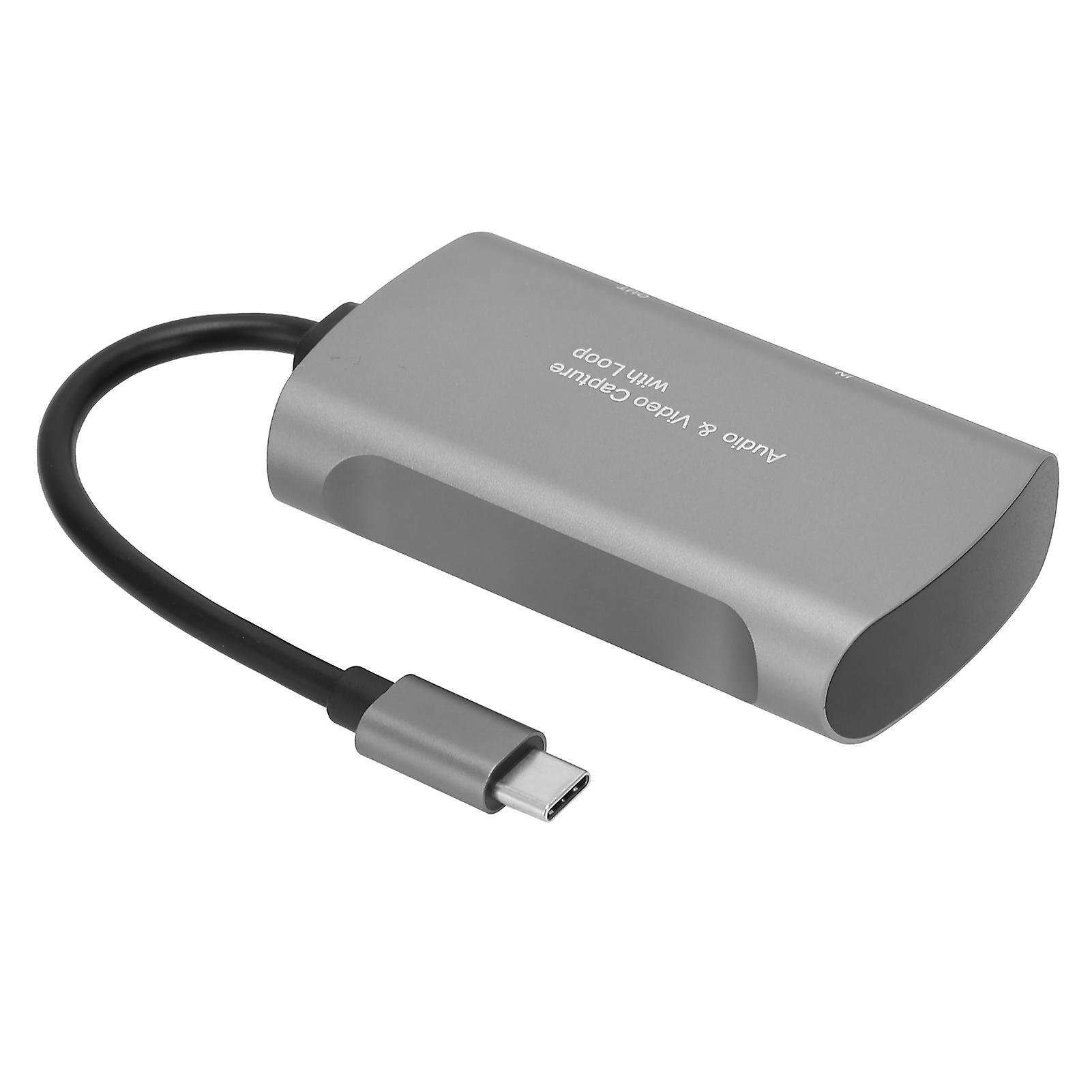 Audio Video Capture Card with Loop 4K TYPEC to Dual HighDefinition Multimedia Interface