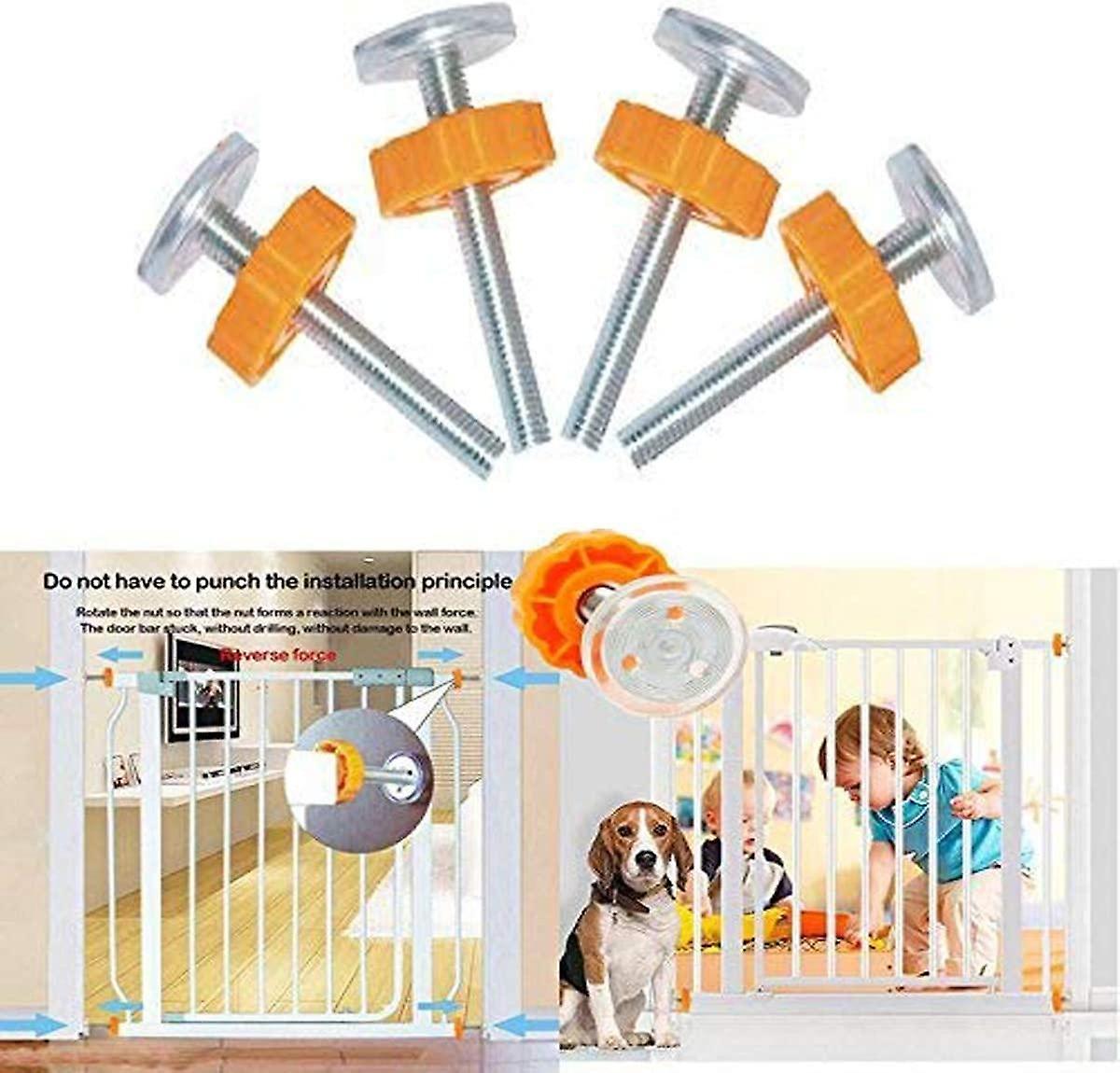 Fixing kit with 4 threaded rods for baby pressure stair gates, dog gates