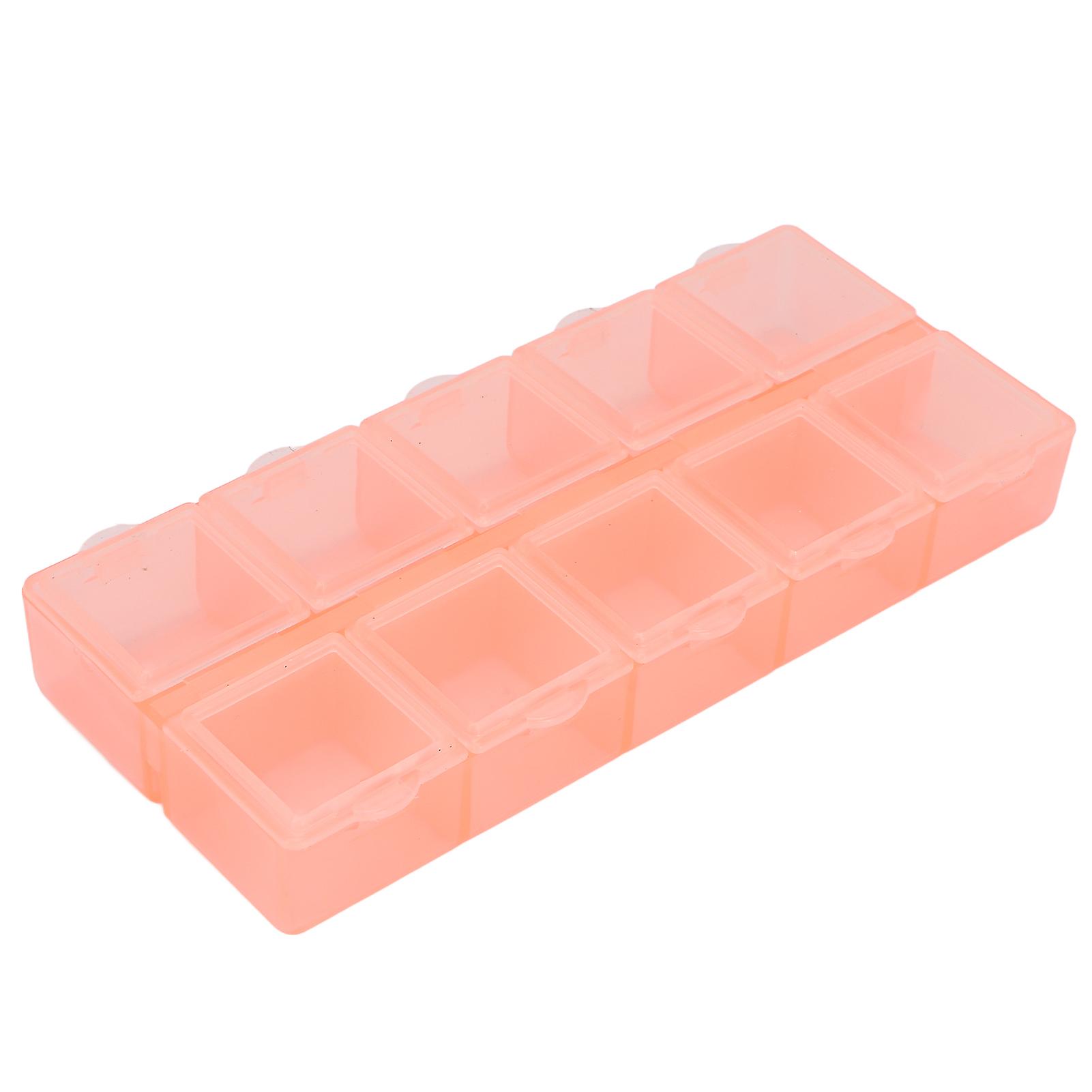 Bead Containers 10 Compartments Durable Transparent Orange Organizer