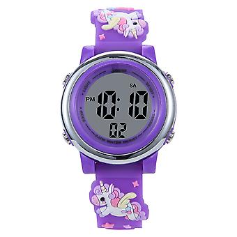 SUJI LED unicorn Kids Watch 3D Cartoon Toddler Wrist Digital Watch Waterproof 7 Color Lights with Alarm Stopwatch for 3-10 Year Boys Girls Little Chil