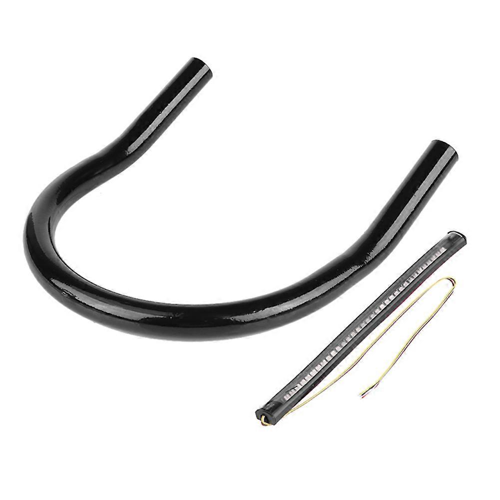 210mm Motorcycle Rear Seat Frame Loop Bracket with LED Light DIY Accessory Black Curved