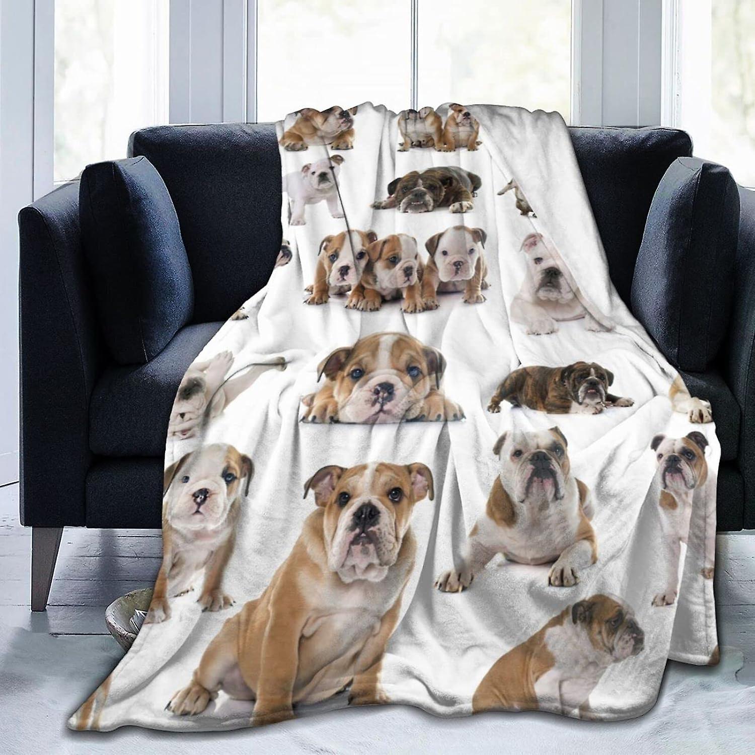 イングリッシュブルドッグフランネルスローブランケット軽量ソフトコージーウォッシャブルソファソファベッド用
