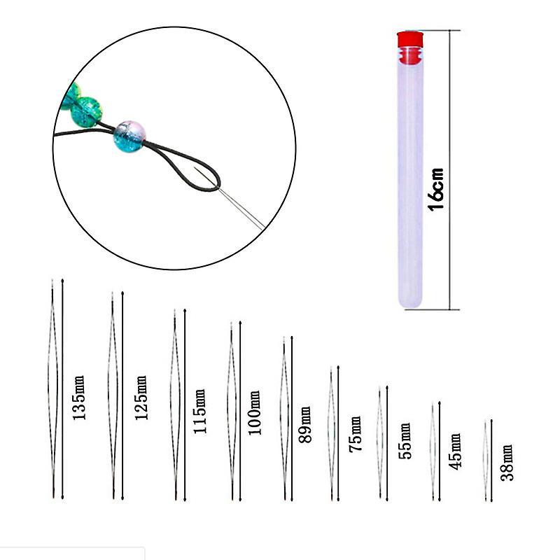 9Pcs Steel Big Eye Collapsible Beads Needle Thread Sewing Needles Different Size