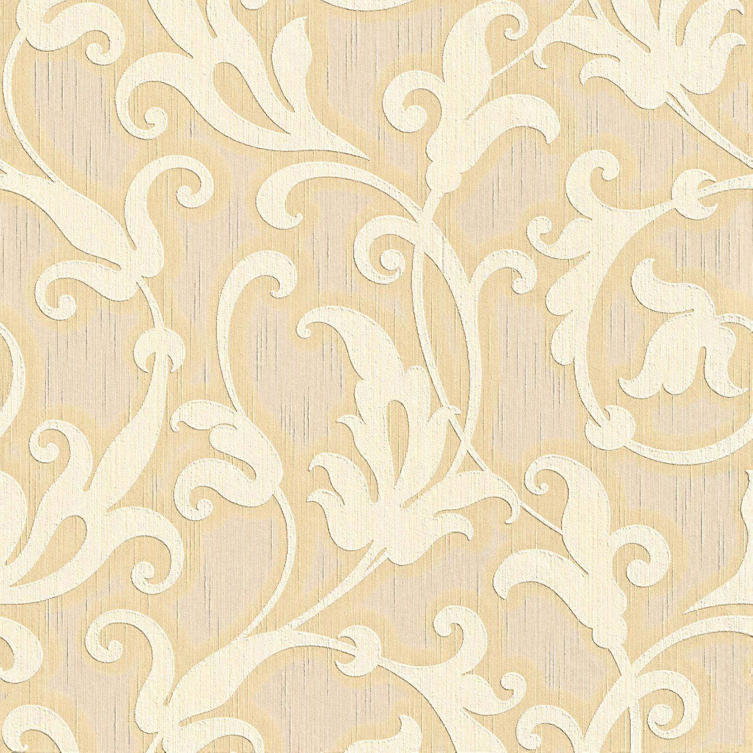 Textiel look behang Profhome 954902-GU textiel behang gestructureerd in textiel look mat geel goud 5,33 m2