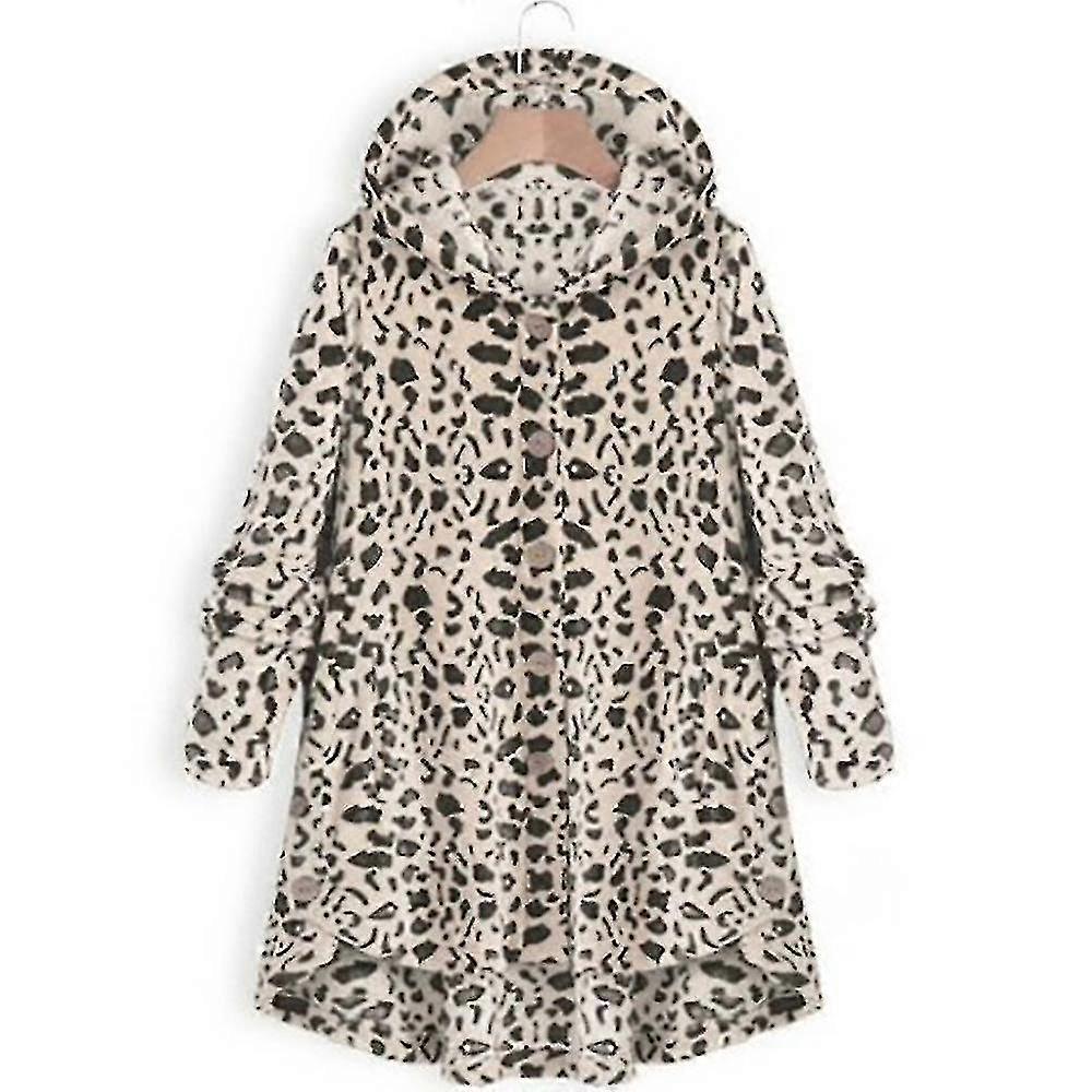 Plus Size Women's Teddy Bear Fleece Hooded Coat Fur Fluffy Jacket Winter Outwear