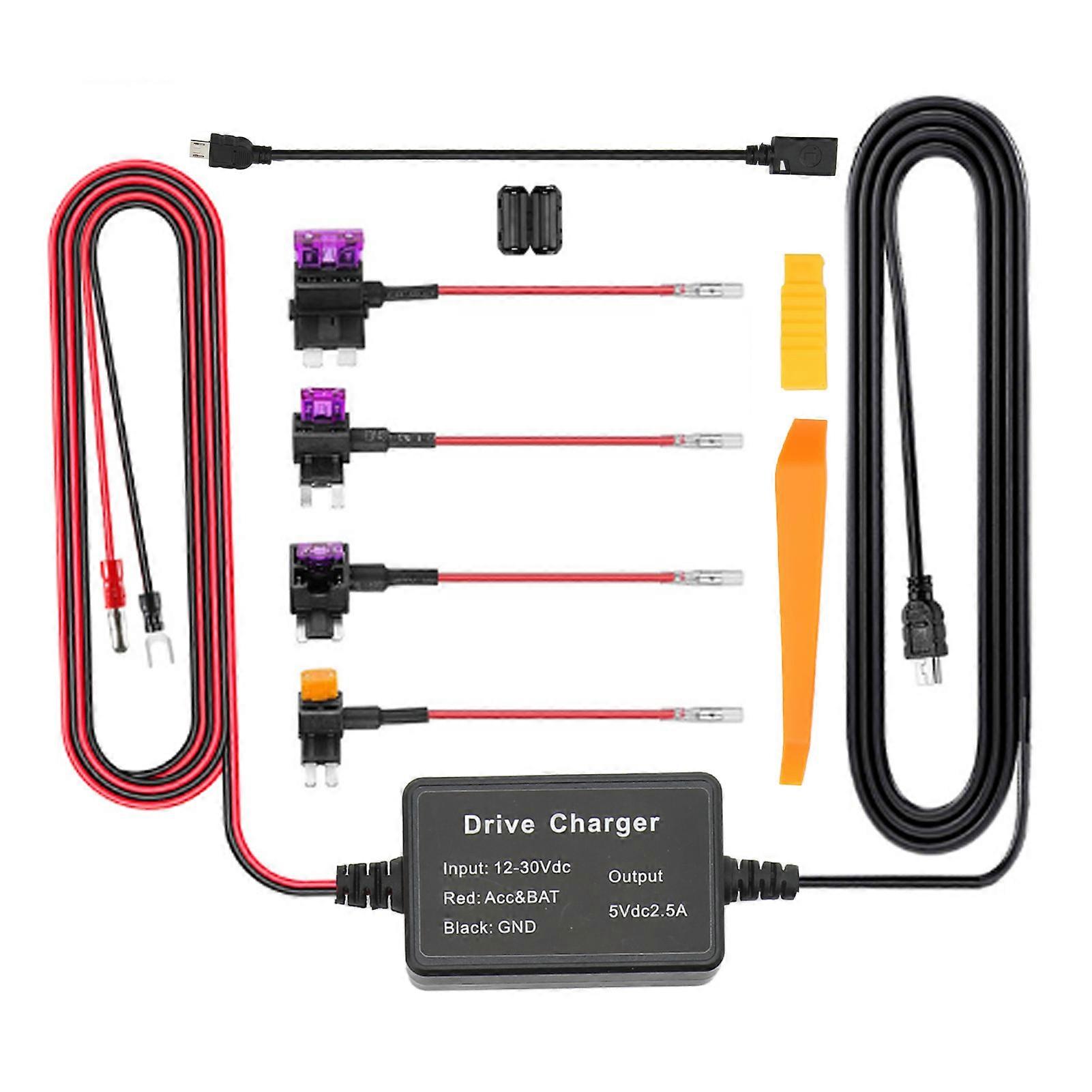 Dash Cam Hardwire Kit 12V?30V to 5V Low Voltage Protection Dash Camera Power Cord Hardwiring Set for Mirror Cam GPS Navigator