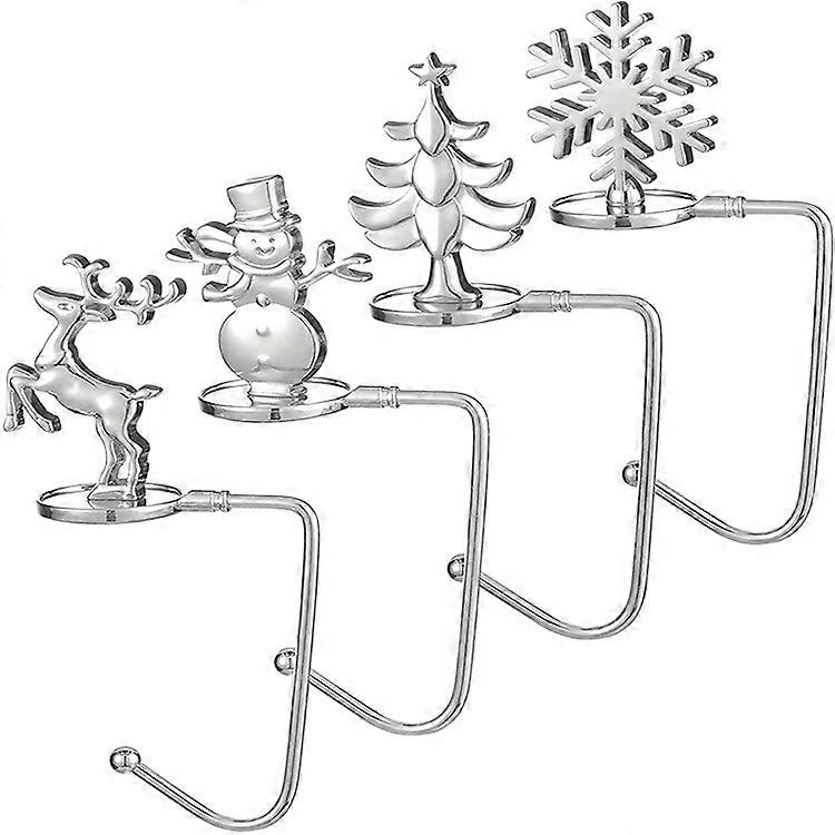 Christmas Stocking Hanger For Mantel, Stocking Hook For Christmas Decoration Set 4