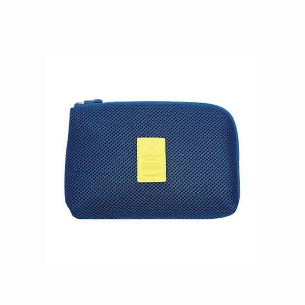 Universal Shockproof Charger Cable Organizer PC Supplies Mouse Storage Case Phones Earphones Travel Pouch Large Size (Dark Blue)