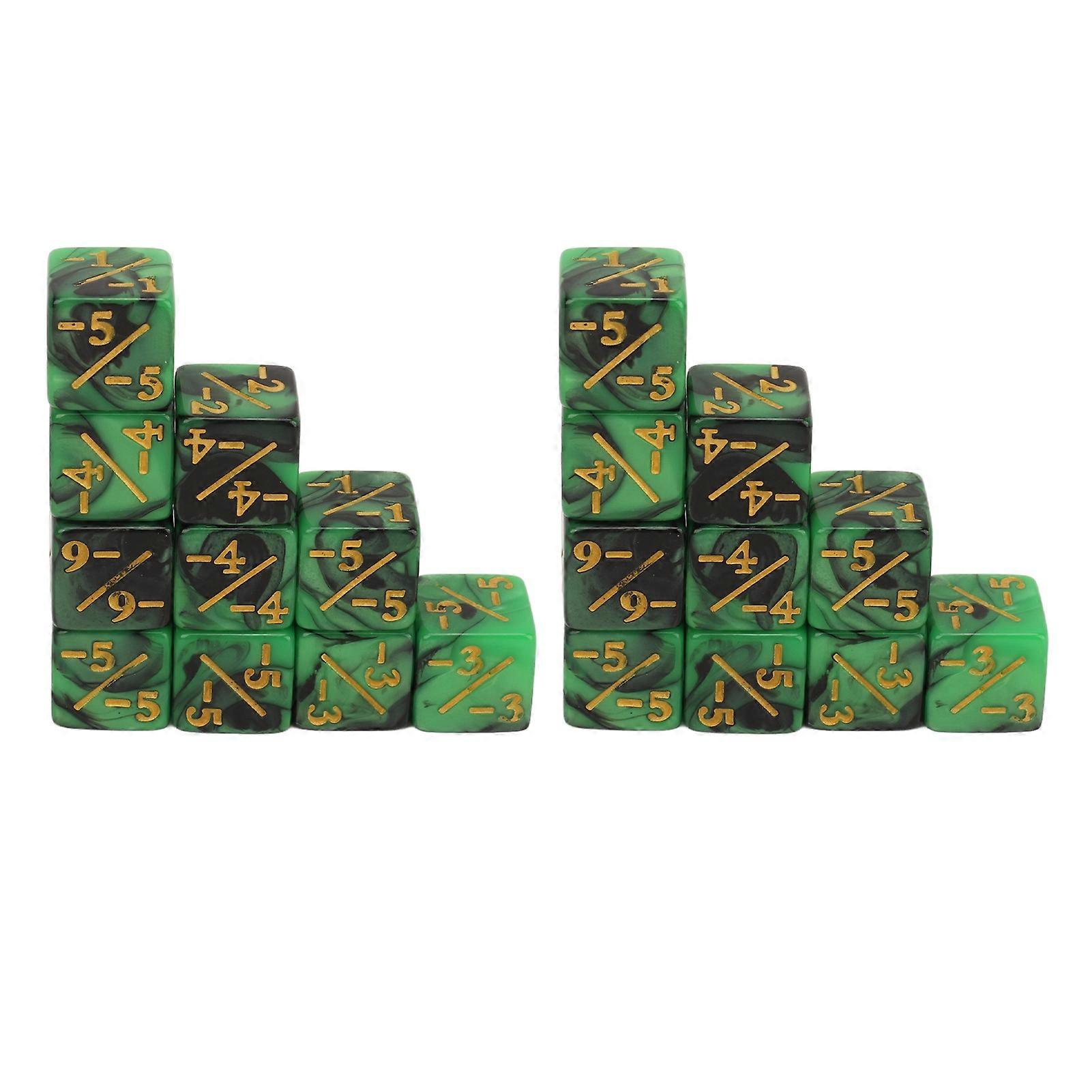 20pcs 6 Sided Dice Set For Kids 16mm Plastic Educational Math Symbol Number Dice Cubes For Math Teaching Learning Counting Board Games Green With Minu