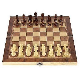 Chess Set,Wooden 3-in-1Portable Chess Set Chess & Checkers & Backgammon Fol＿並行輸入品 TUNJILOOL Chess Set Board Games 3 in 1，Wooden Folding Hand