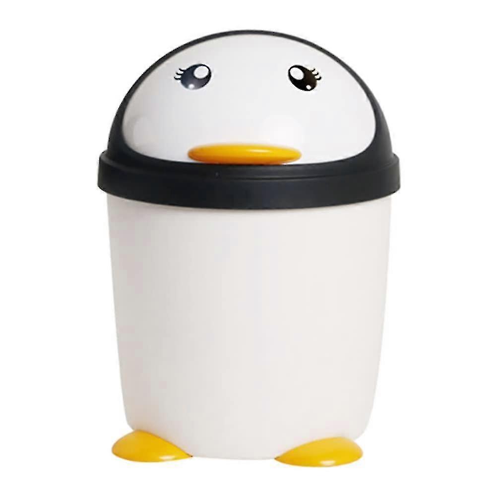 Mini Desktop Trash Can Penguin Cute Small Garbage Can Paper Basket Wastebasket Garbage Container Bin Table Trash Bin For Home Office Kitchen