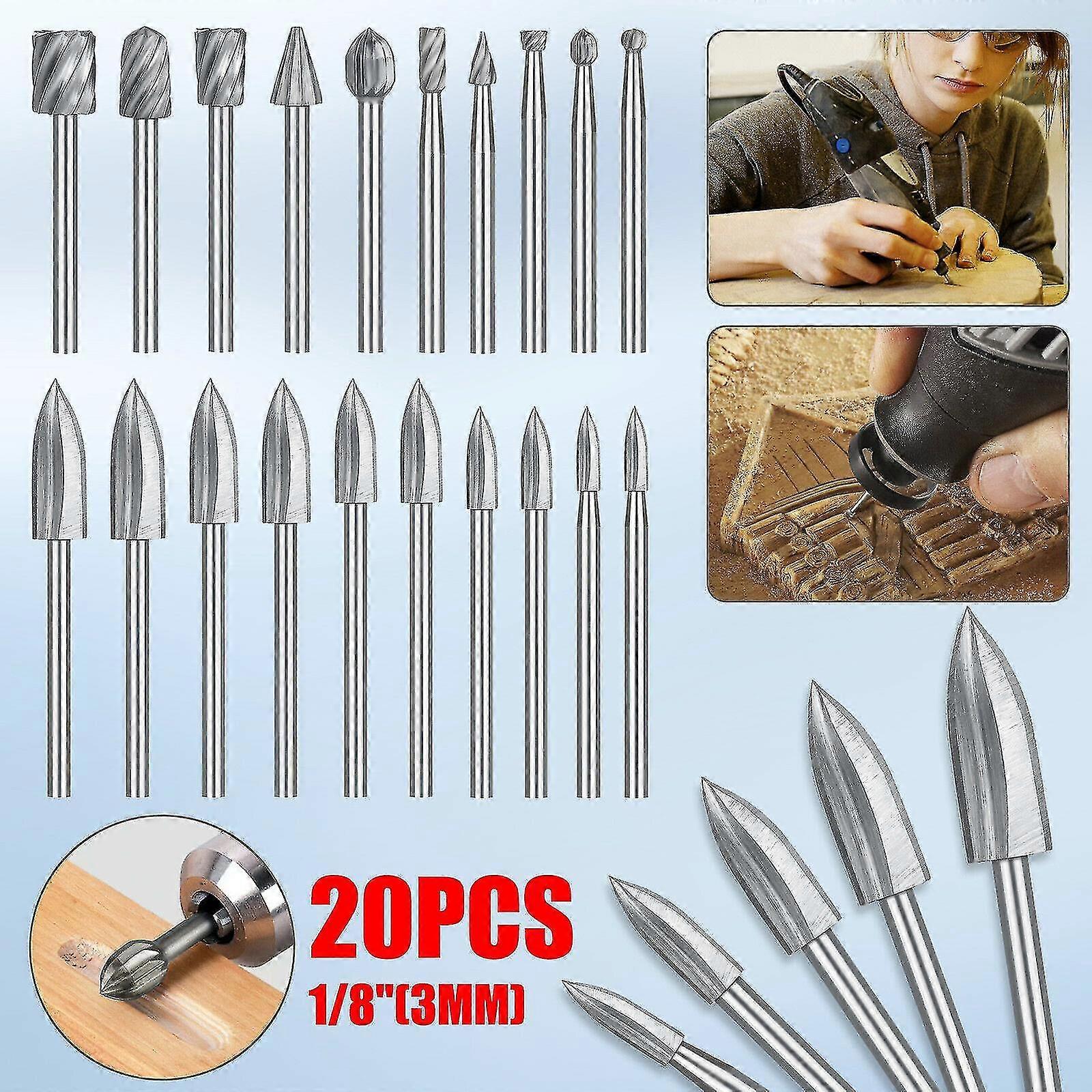 Wood Carving Engraving Drill Bit Set Milling Cutter For Dremel Rotary Tool Size 20