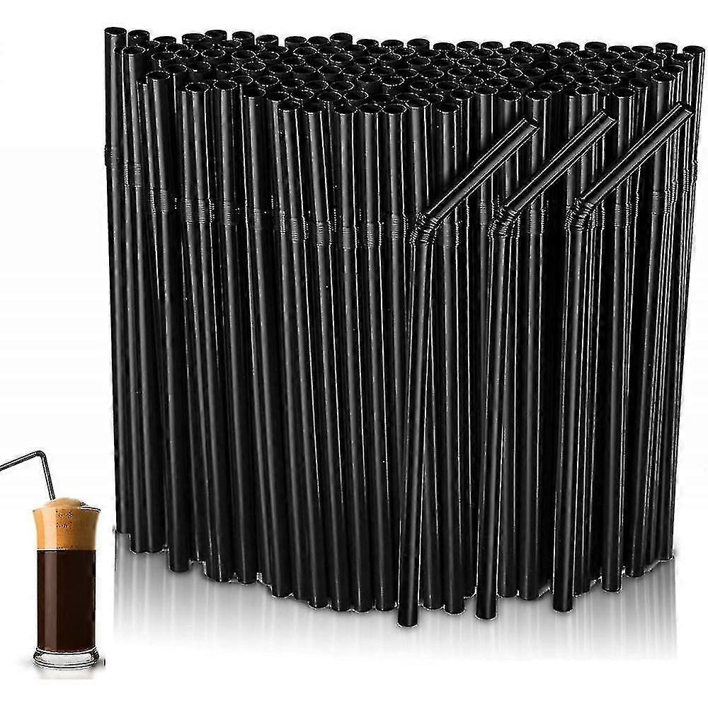 600 قطعة قش بلاستيكي ، قش أسود قابل لإعادة الاستخدام للمشروبات من Bar Party Home ، 22 سم (عيار 6 مم) ABR-Yvan
