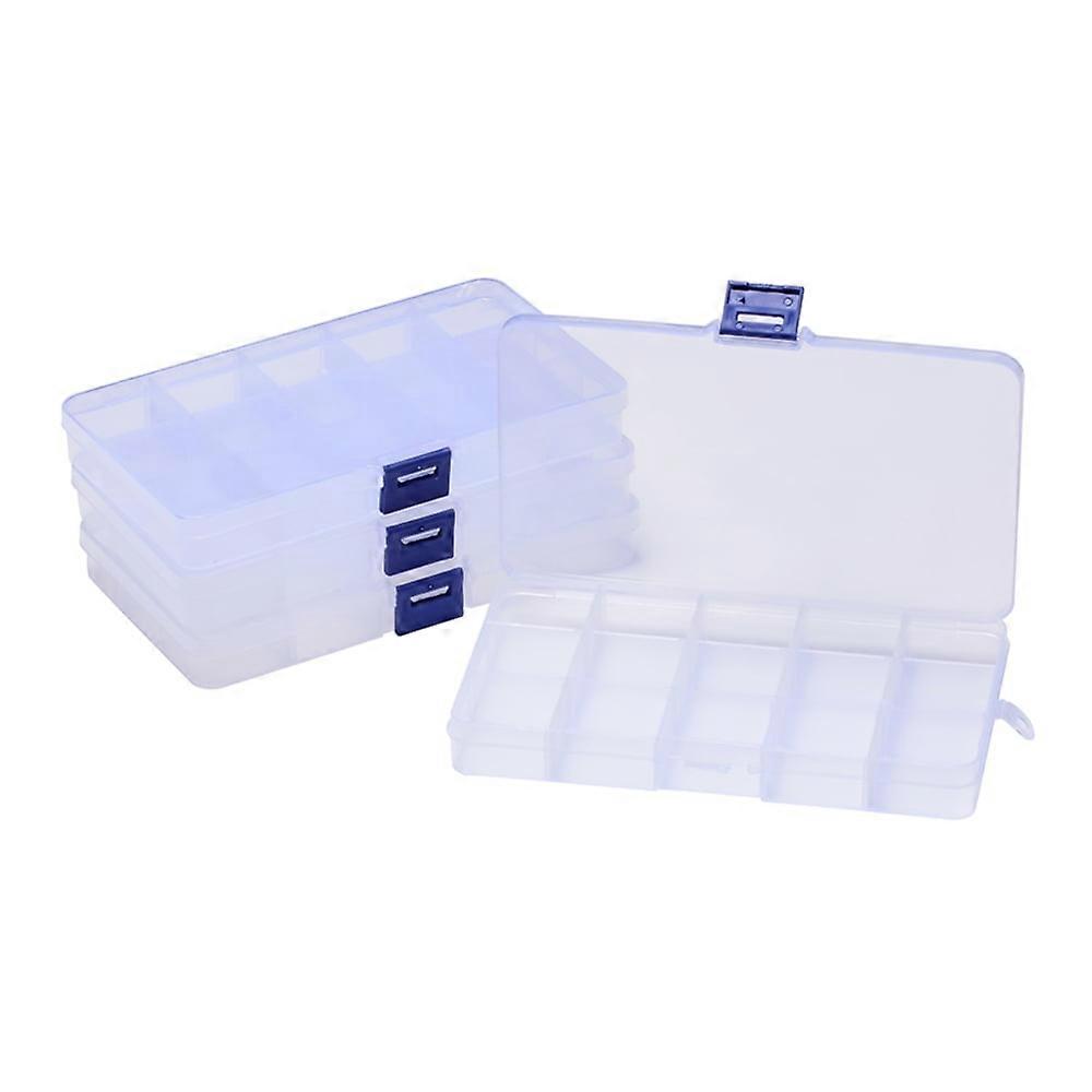 20pc Plastic Bead Storage Containers Adjustable Dividers Box Removable 15 Compartments Rectangle Clear 19x10.2x2.2cm