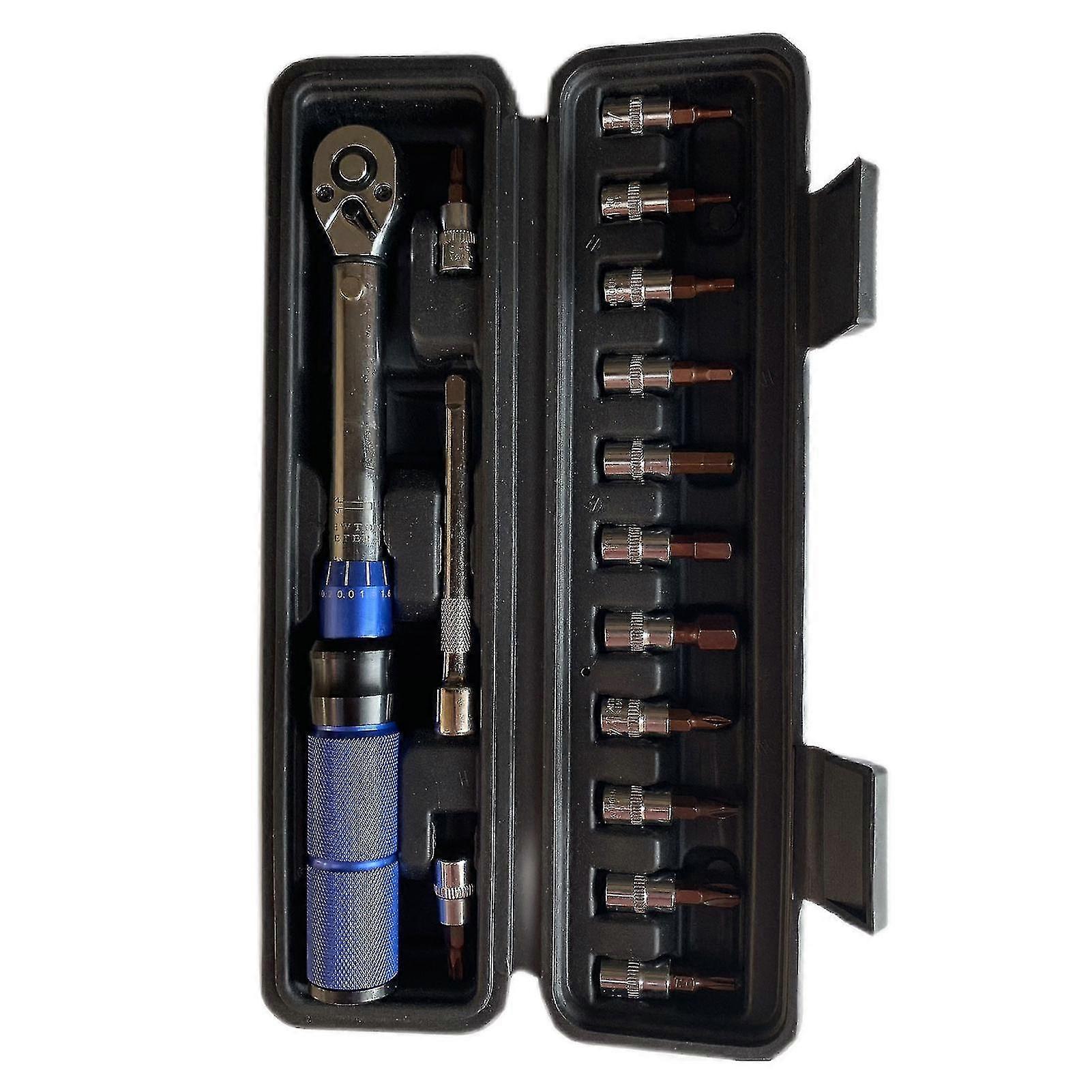 Torque Wrench Set | 1/4 Inch Drive Torque Wrench | Bicycle Tool Kit For Mtb Mountain Road Bikes With Allen Key, Sockets, Extension Bar