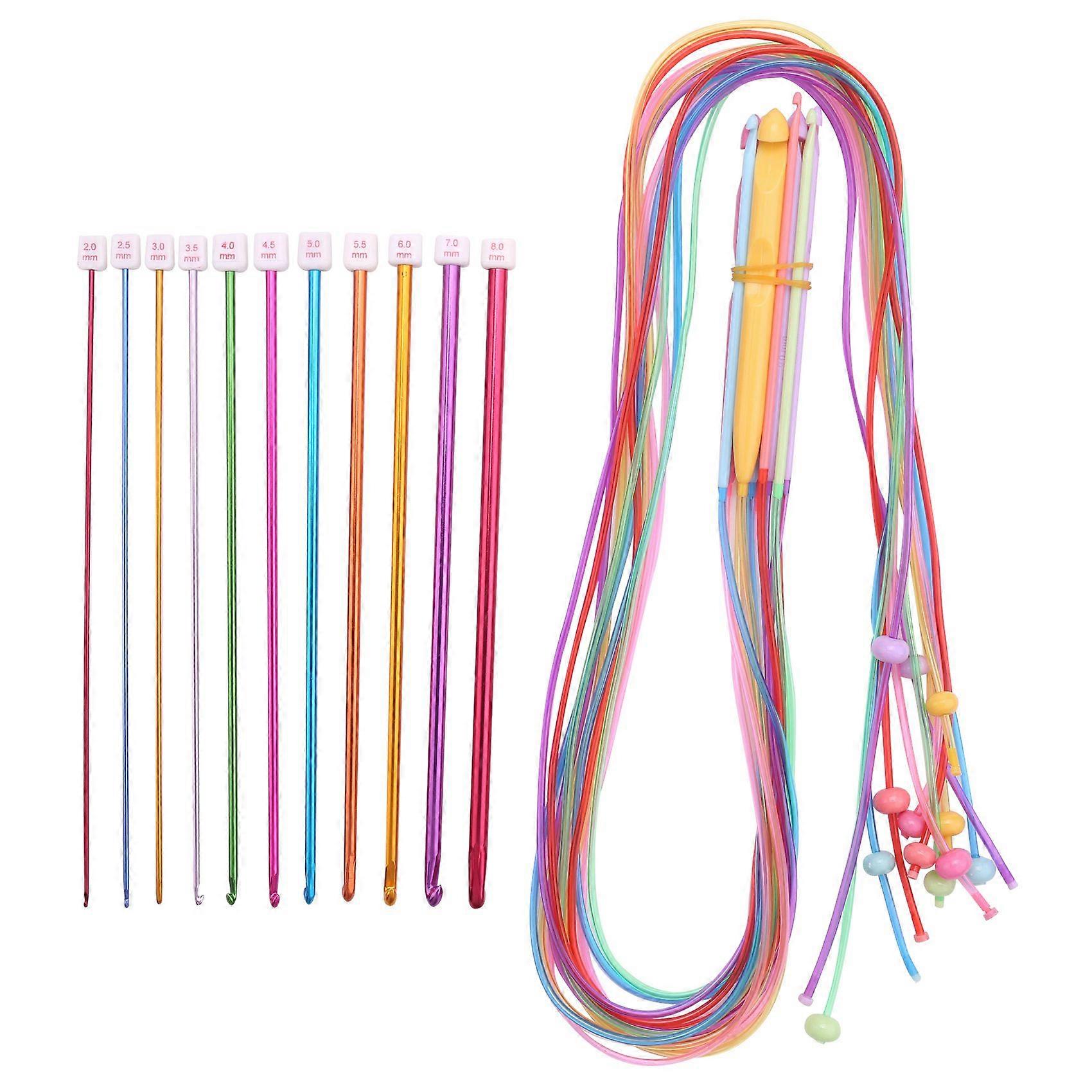 23 Pcs Tunisian Crochet Hook Set Include Plastic Cable Afghan Crochet Hook and Tunisian Afghan Alum