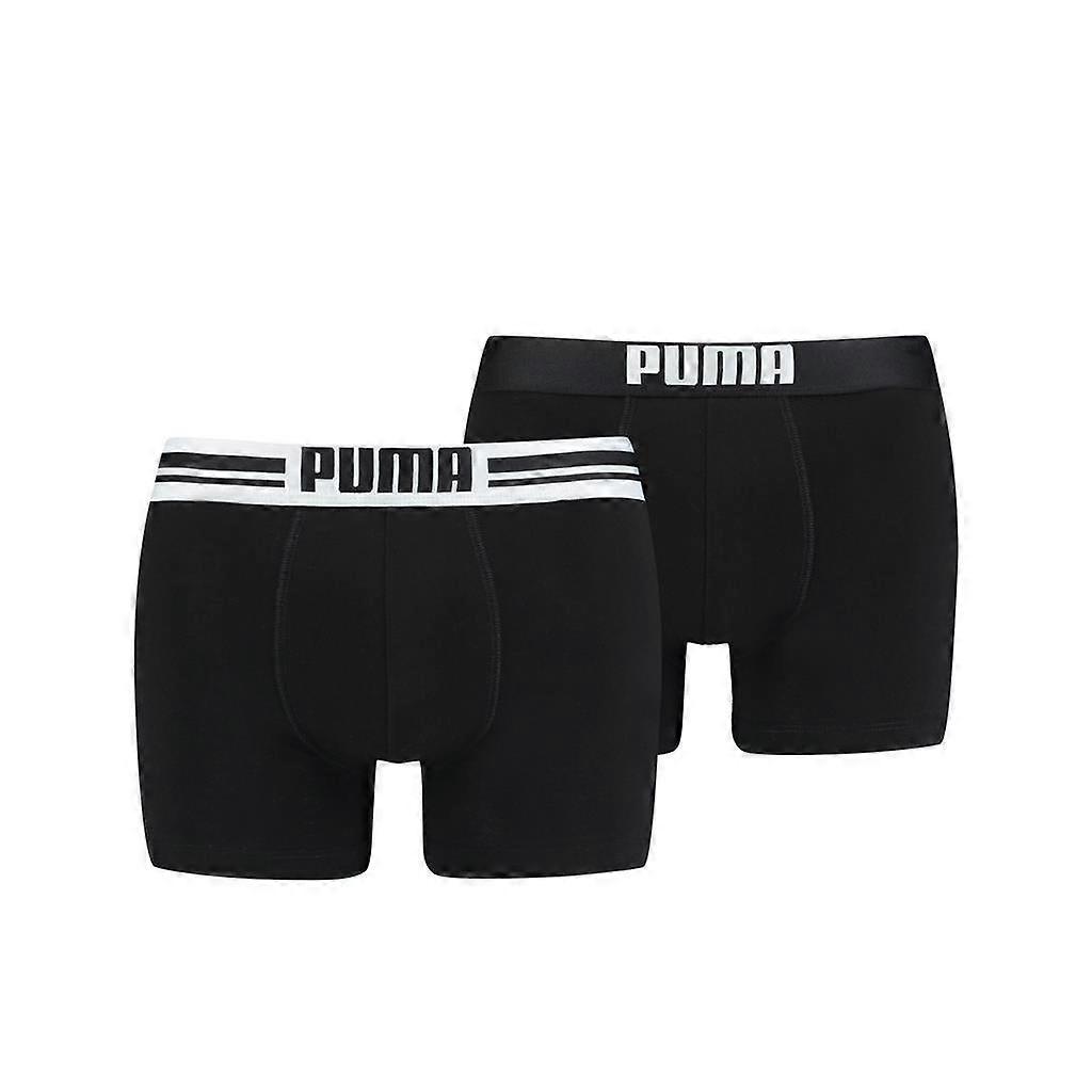 Puma Placed Logo Mäns Boxerunderkläder 2-pack - Svart