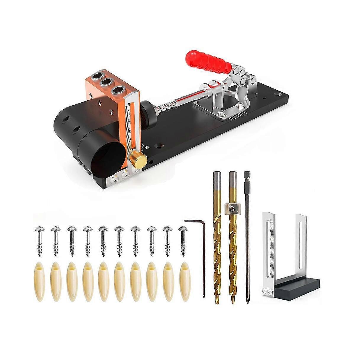 Pocket Hole Jig Kit with 3 Drilling Hole Tools Pocket Screw Jig Woodworking Tool Professional Jig K