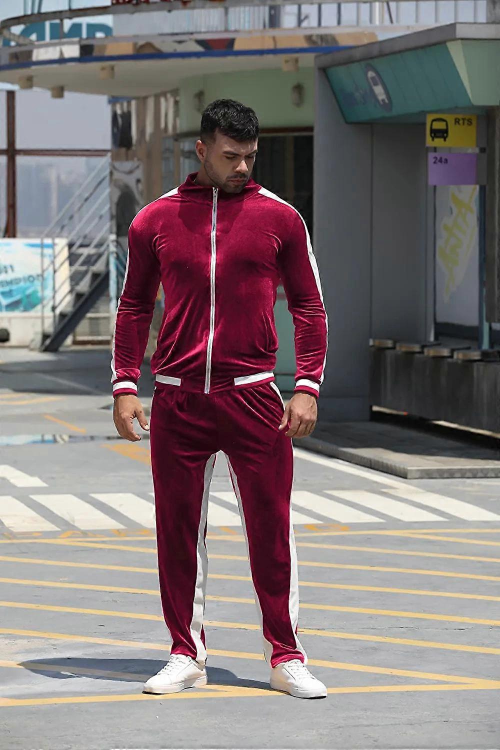 Pink Velour Men Velour Sweatsuit Velour Tracksuit Sweatsuit Velvet