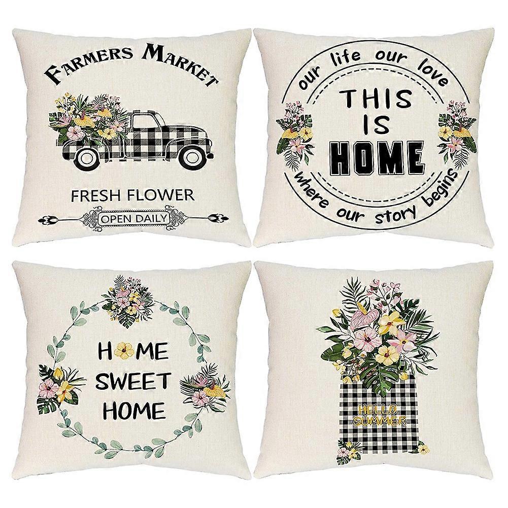 Farmhouse Summer Pillow Covers 18X18 4 Summer Decorations Summer Throw Pillow Covers Decor