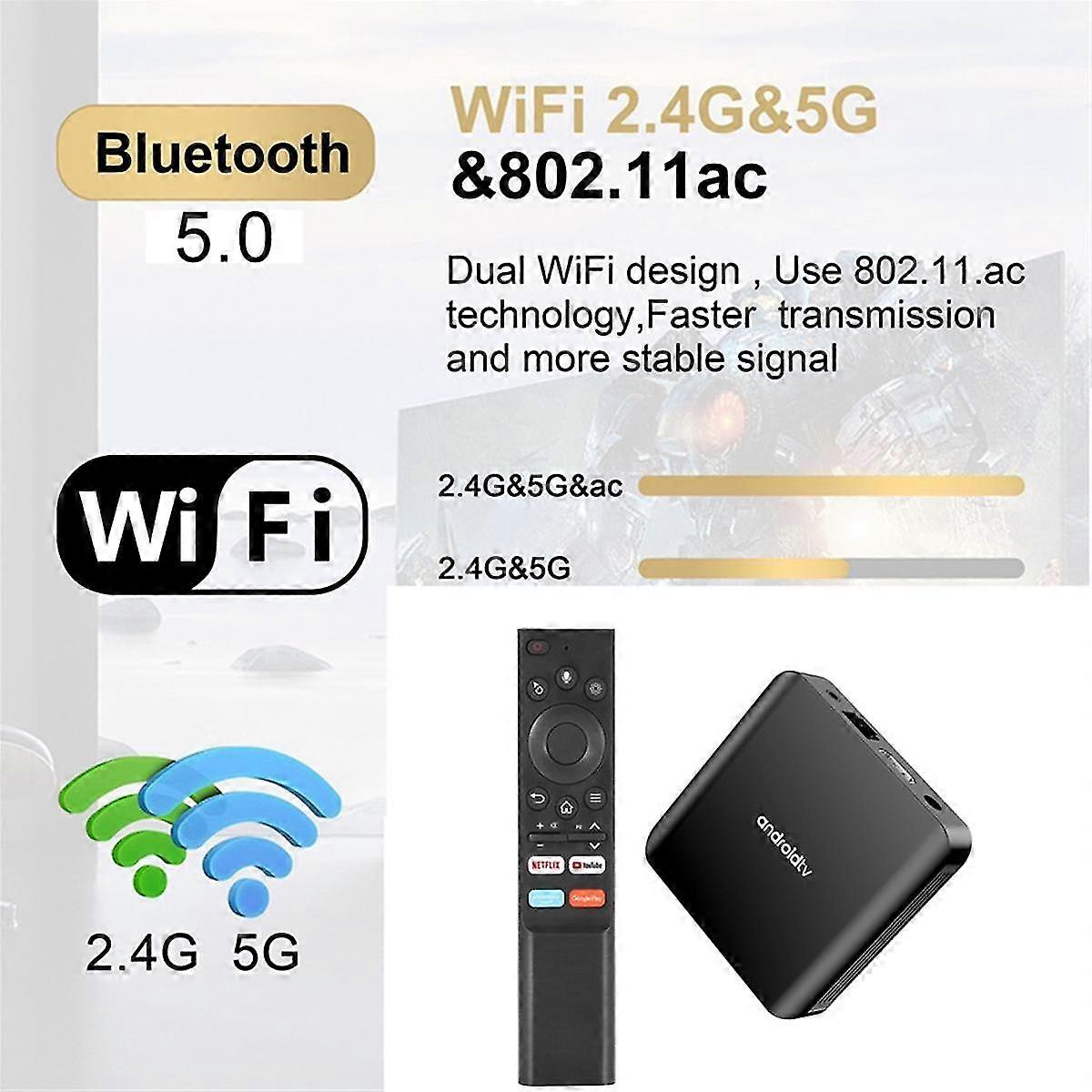 TV98 ATV Plus Smart TV Box Android 14 Allwinner H313 2.4G /5G Dual WiFi BT 8K HD Media Player Set Top Box EU Plug 2G+16G