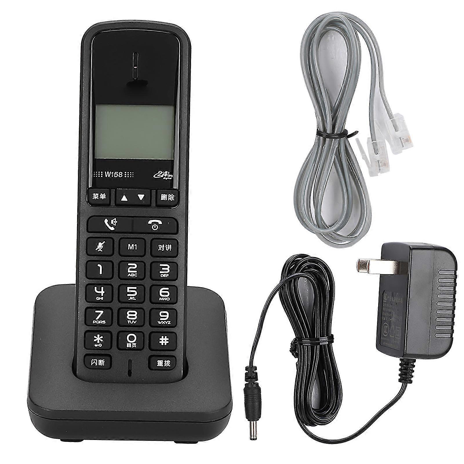 W158 Digital Cordless Hand Held Free Intercom Hands Free Calling Telephone 100-240v Us Plug(black )