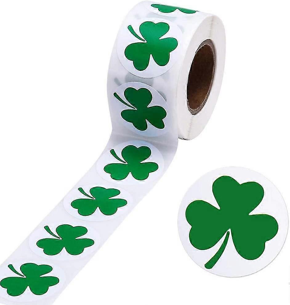 1roll 500pcs St Patricks Day Shamrock Stickers, Lucky Irish Green Clover Stickers,gift Bags(1inches)