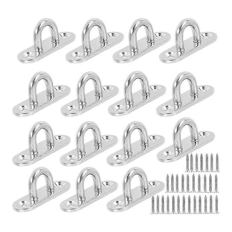 15 Pcs Stainless Steel M5 Ceiling Hook Ring Hooks,pad Eye Plate U Hooks, Wall Mount Hook Hanger Wit