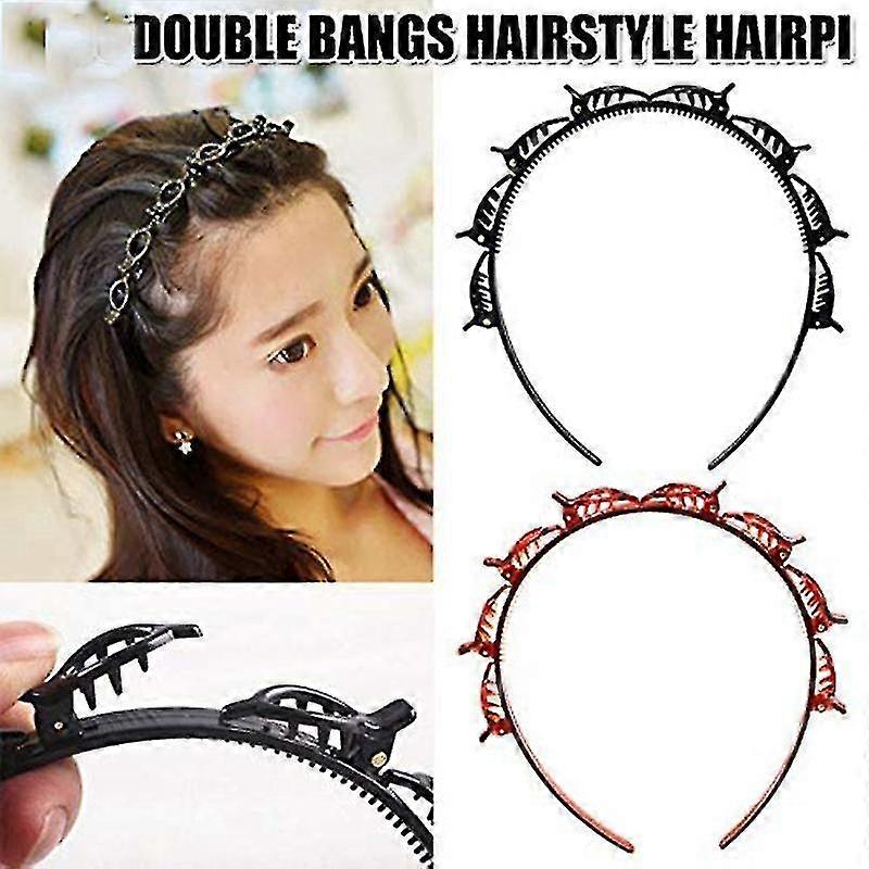 2pcs Bangs Hair Clips With 8 Clips Tooth Design