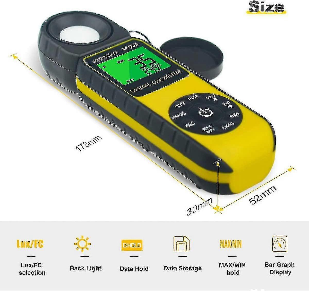 Digital Luxmeter, Digital Luxmeter Lighting Meter Range Up To 400,000