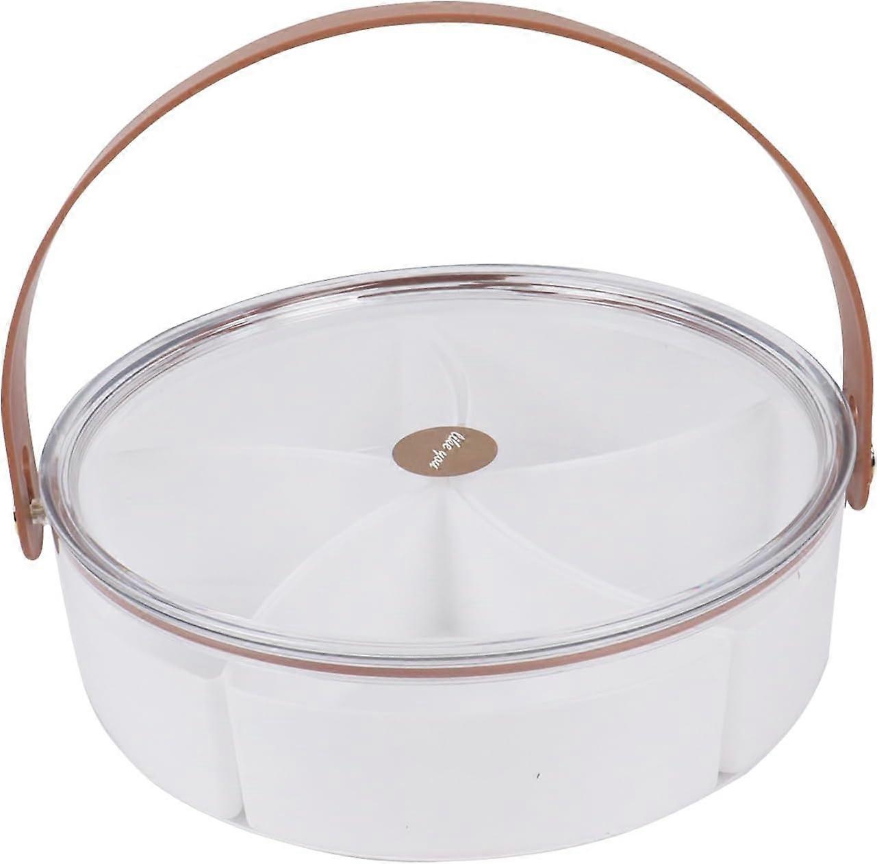 Divided Serving Tray with Lid, with a handle Removable Compartments Fruit Vegetable Snack Tray Container with 5 Compartments Appetizer, Chips, Fruits