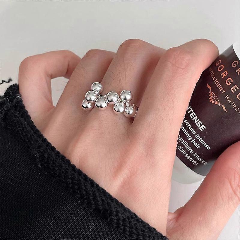 Silver small ball ring, girls' ring, adjustable