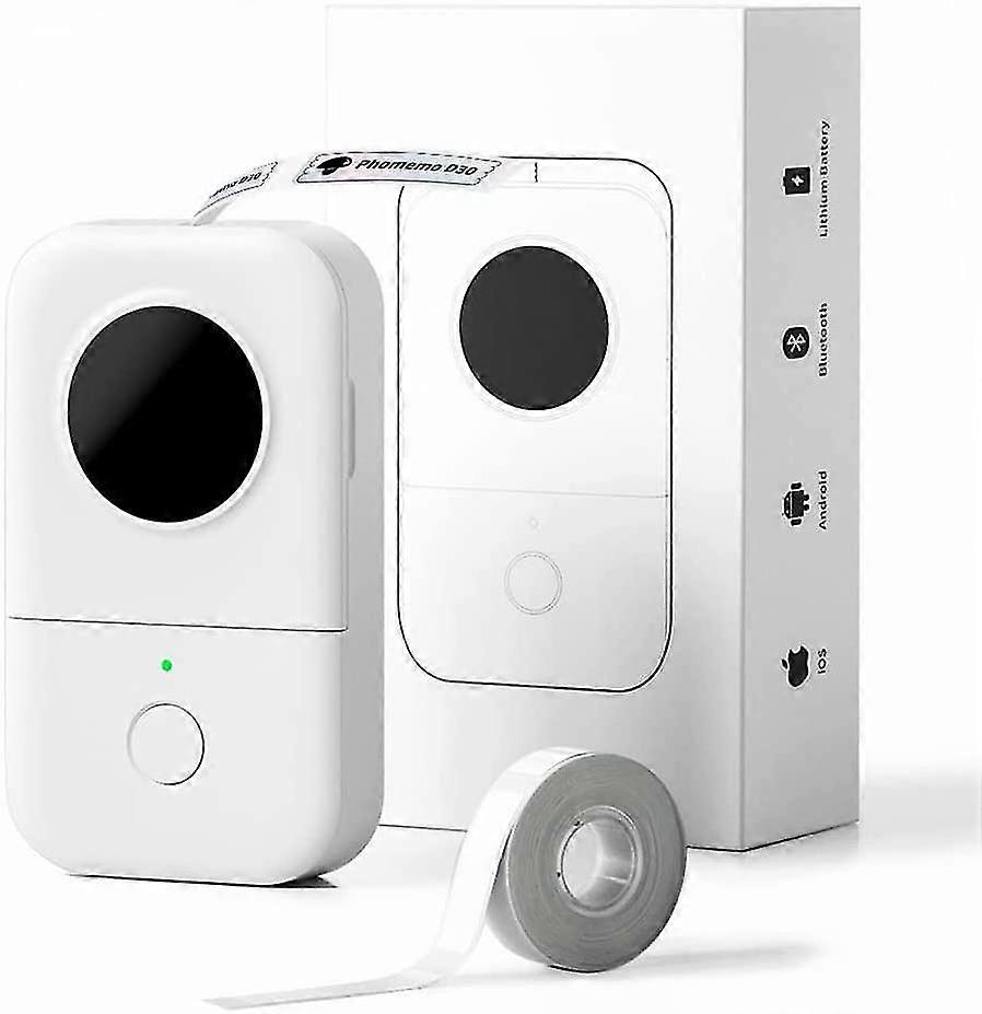 Alg D30 Étiqueteuses avec ruban adhésif - Mini Bluetooth D30 Machine de fabrication d’étiquettes Mini Phone Pad Petite imprimante d’étiquettes (blanc)