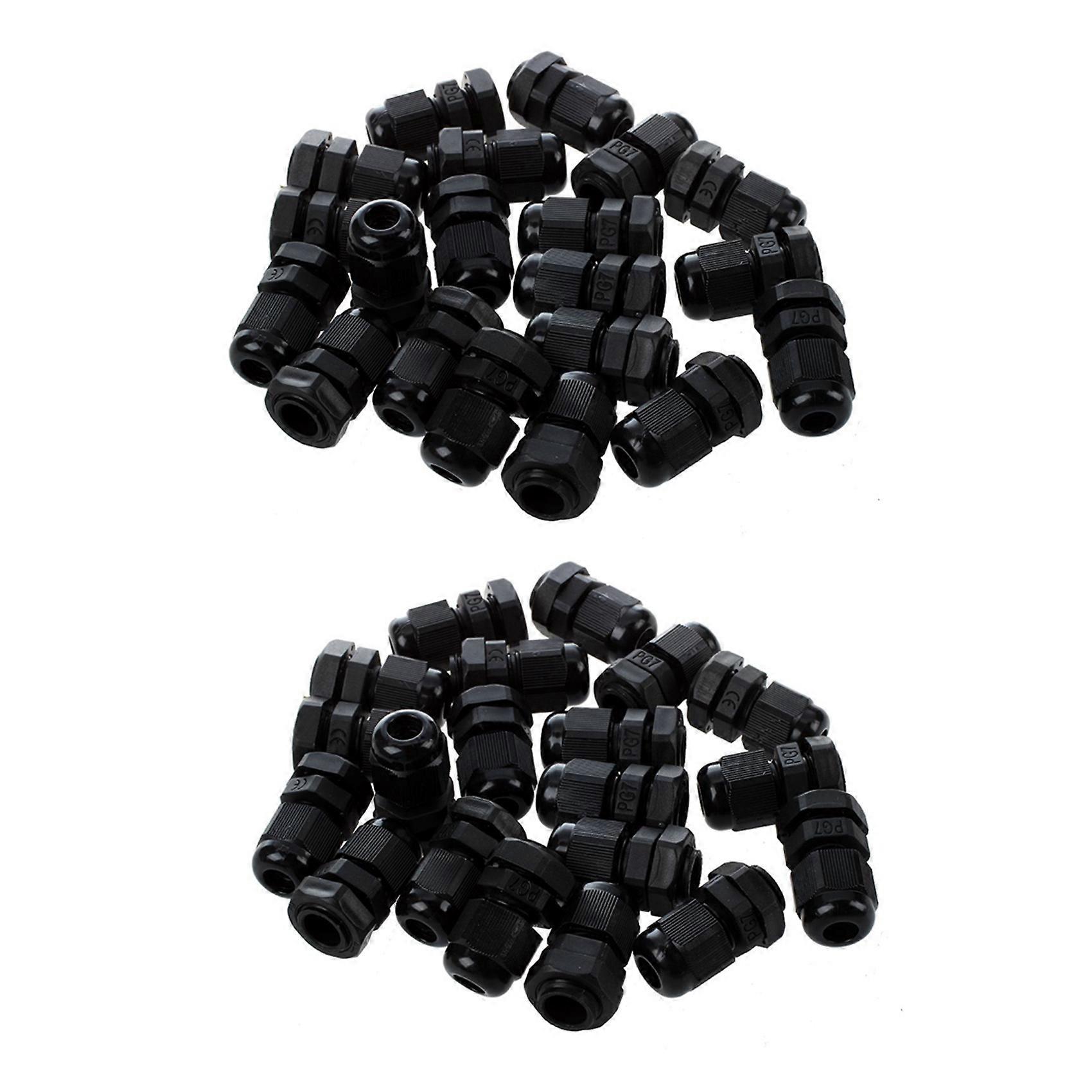 40 Pieces Black Plastic Waterproof Cable Gland Connector PG7