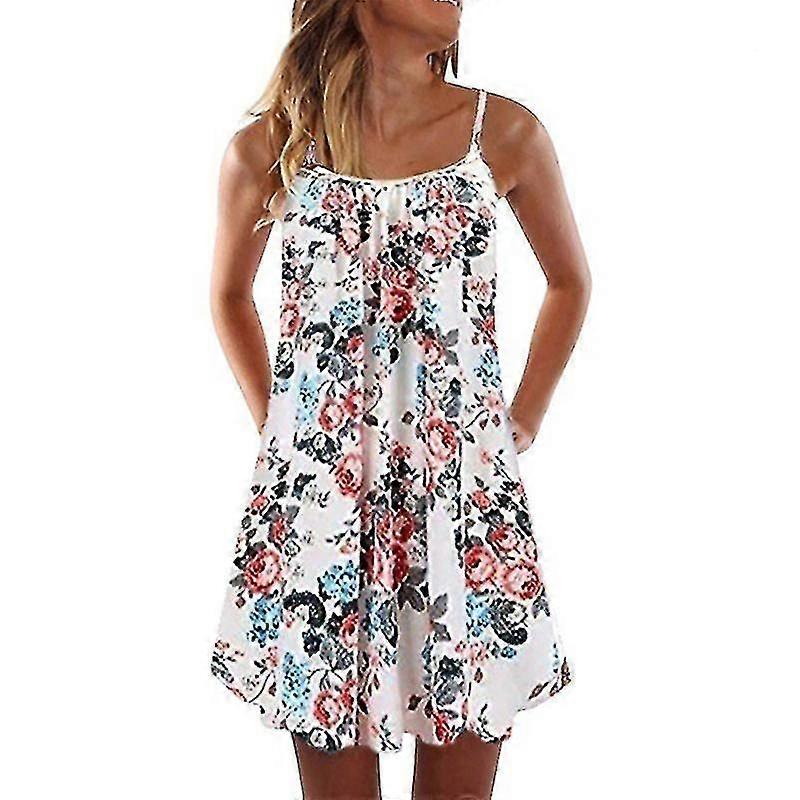 Plus Size Women Boho Mini Dress Summer Beach Swing Sundress