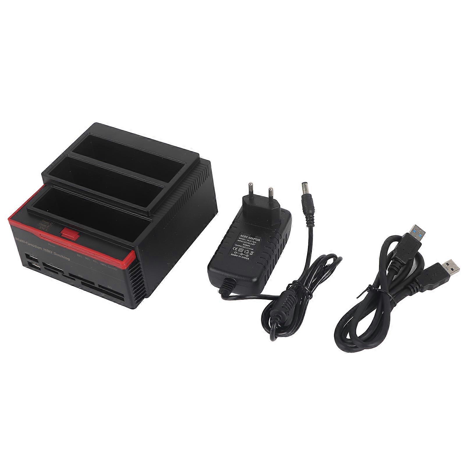 2.5inch 3.5inch DualBay USB3.0 SAta IDE HDD Docking Station Offline Clone HUB Reader EU Plug 100240V