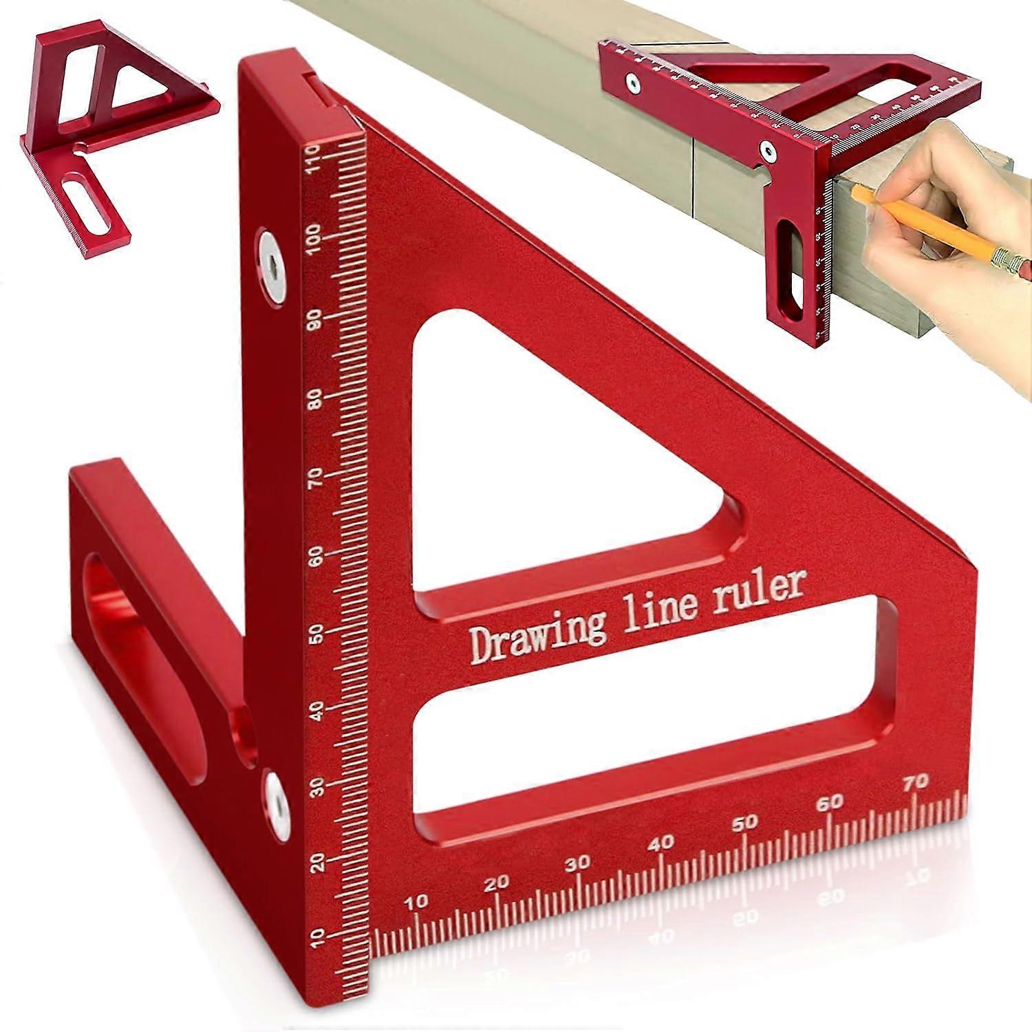 Woodworking Square Protractor - Aluminum Alloy 3D Multi-Angle Measuring Ruler, Miter Triangle Ruler, Square Protractor