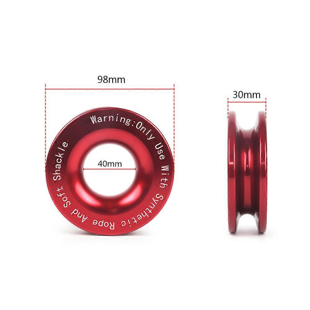 Off-road vehicle winch pulley aluminum alloy pulley modified trailer rescue traction wheel snatch recovery ring red
